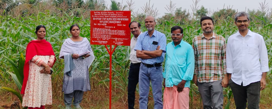 Bio-efficacy trial board with research team